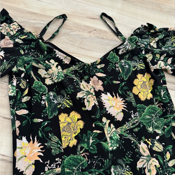 CLUB MONACO GRACELLA OFF THE SHOULDER MIDI DRESS FLORAL - Picture 6 of 7